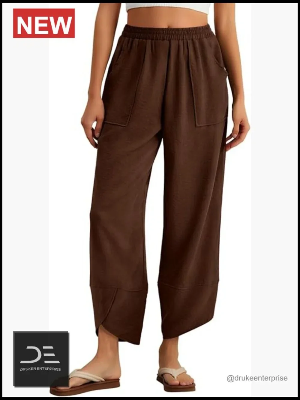 Wide Leg Palazzo Harem Pants Elastic Waisted Casual Trousers for Summer Beach - Picture 1 of 6